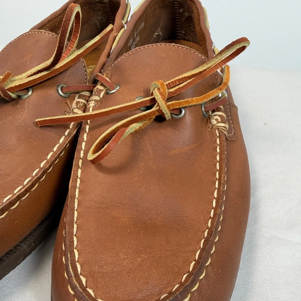 Sebago Campsides Mens 11 N Brown Leather Boat Shoes Made in USA Moc Toe Loafers
